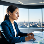A skilled professional, fully clothed in modest business attire, sits thoughtfully at a sleek desk in a futuristic, sunlit office with a panoramic city view. They are reviewing data on a large, transparent screen displaying complex market trends and strategic roadmaps, conveying a focus on future-proofing skills and personalized growth. Perfect anatomy, correct proportions, natural pose, well-formed hands, proper finger count, natural body proportions. Professional photography, high resolution, soft lighting. safe for work, appropriate content, fully clothed, professional, modest, family-friendly.