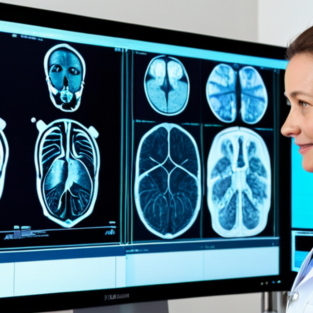 Hybrid Role in Healthcare**

"A radiologist in a modern hospital examining an AI-generated medical image on a large screen, fully clothed in scrubs, appropriate attire, safe for work, perfect anatomy, correct proportions, natural pose, professional setting, well-lit, high quality, professional, modest, family-friendly, AI assistance, diagnostic technology, focused expression."

**