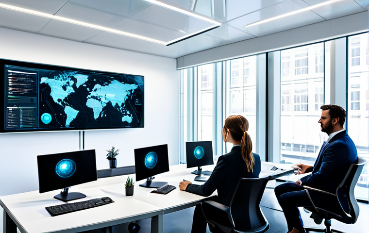 The Future of Work - Human & AI Collaboration**

"A bright, modern office space. A diverse team of professionals collaborates around a large interactive screen displaying complex data visualizations. In the background, sleek robotic arms assist with tasks. The scene emphasizes teamwork, innovation, and the integration of human and artificial intelligence. Professionals are fully clothed in appropriate business attire. Safe for work, professional, perfect anatomy, natural proportions, high quality, appropriate content."

**