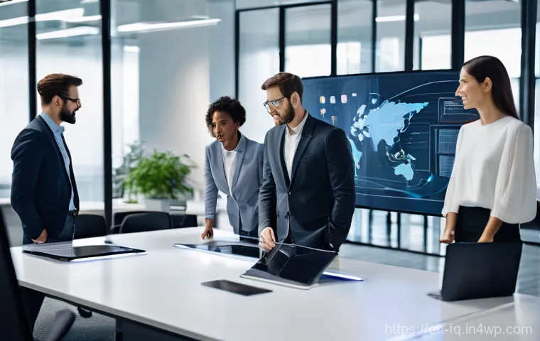 자동화 대응을 위한 직무 재설계 전략 - **Prompt:** A dynamic, wide-angle shot of a modern, open-plan office space bathed in natural light. ...