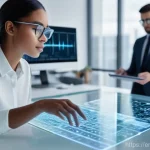 AI 시대의 직업 변화 예측 - **Prompt 1: Human-AI Collaboration in a Modern Workspace**
    A diverse group of young professional...